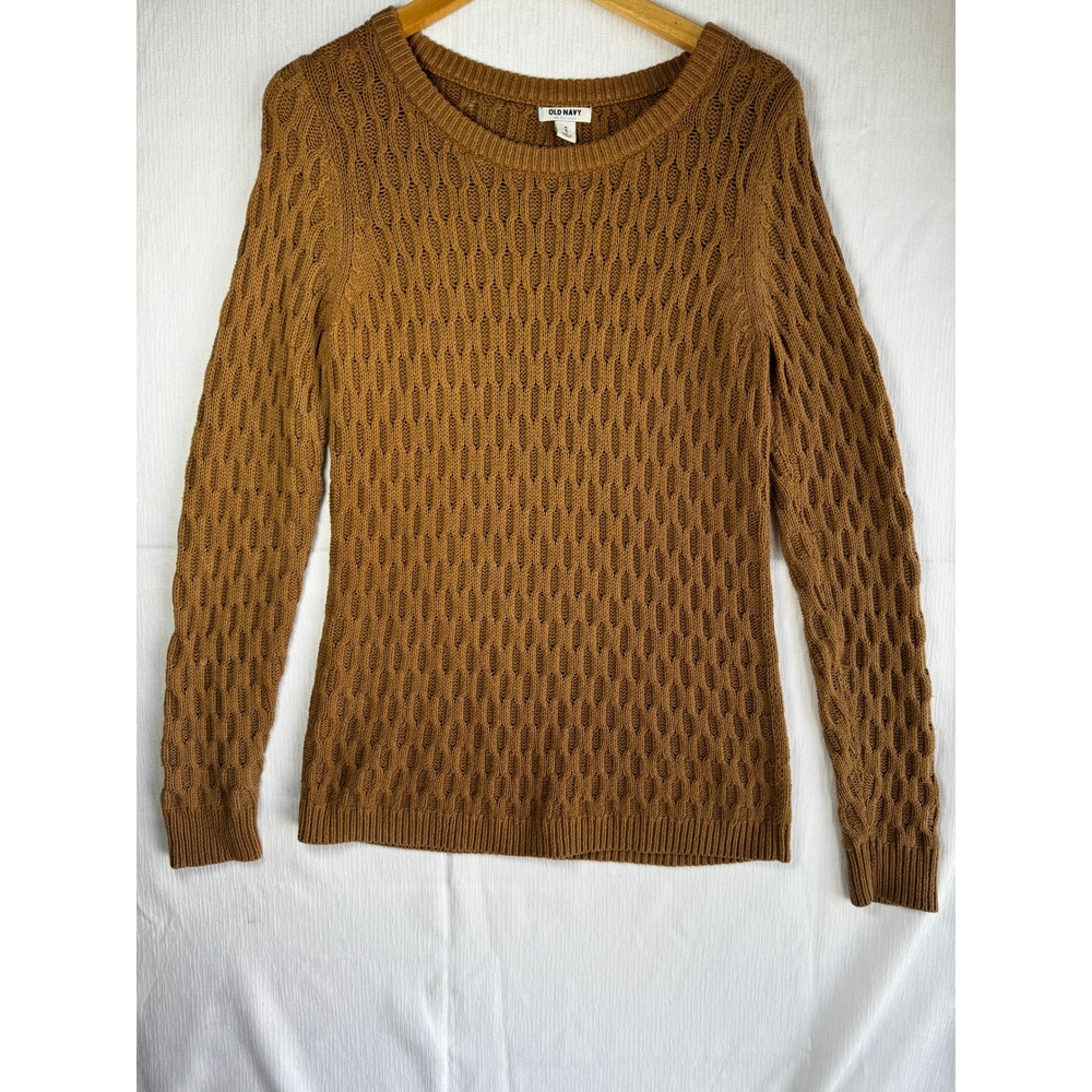 Old Navy Honeycomb Knit Pullover Sweater Creme Caramel Brown Small 920383-02